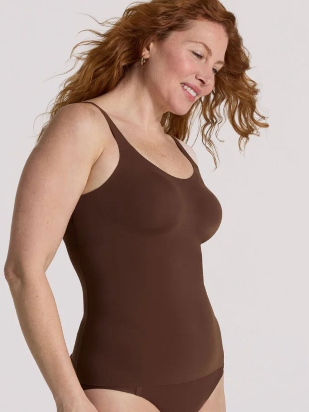 Evelyn & Bobbie Cocoa Structured Scoop Bra Tank Silky Soft Support Like New L - Picture 11 of 12